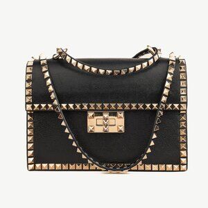 Valentino Garavani No Limit Nero Rockstud Leather Front Flap Bag